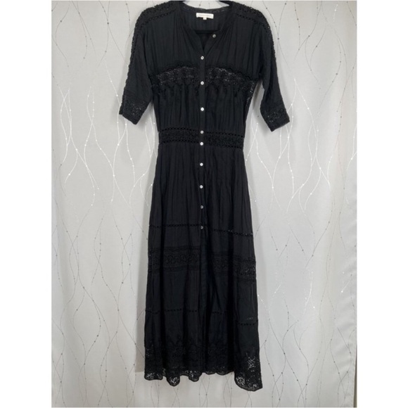 LoveShackFancy Beth Lace Maxi Dress in Black Eyelet - Picture 15 of 16